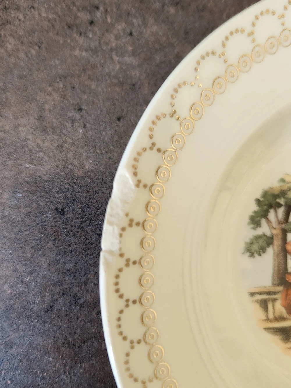 Vintage Salem China Plate Victorian Courting Couple 23k Gold 5.5 Inches